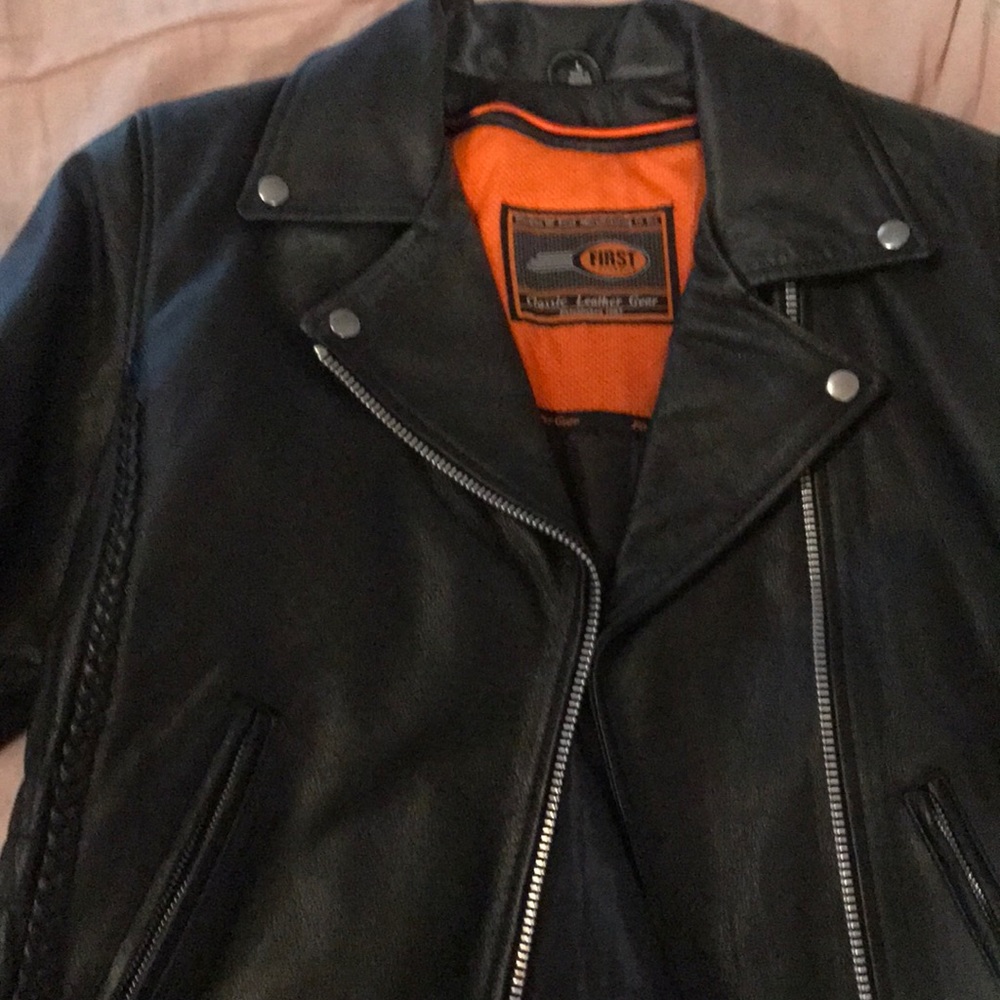 Women’s large leather riding jacket